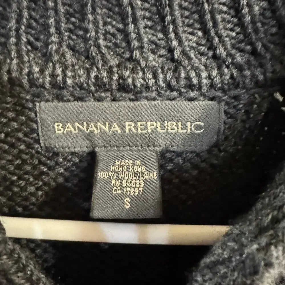 Vintage Banana Republic Chunky Knit Wool Collared Sweater Grandpa Old Money SM